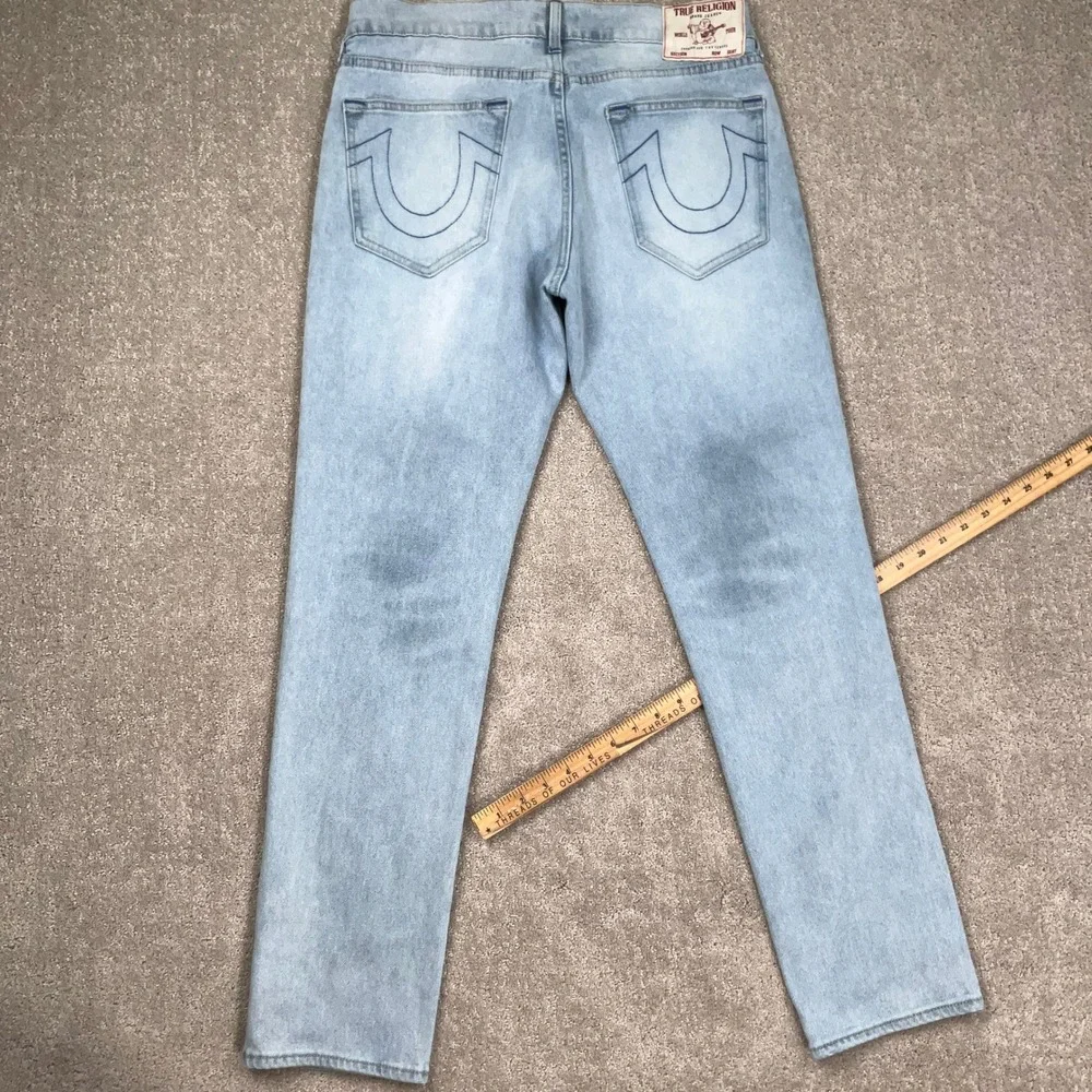 True Religion Geno Jeans Mens 33 Blue Fade Y2K Relaxed Slim Urban Iconic Denim